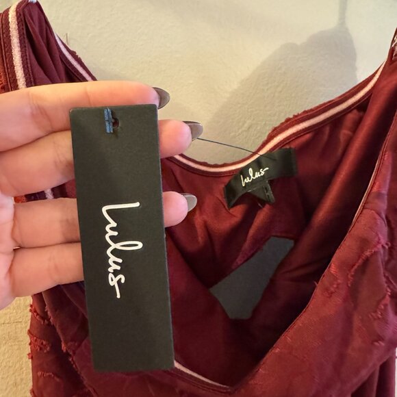 Lulus Garden Of Romance Burgundy Floral Burnout Strapless Maxi Dress Red - Picture 5 of 6